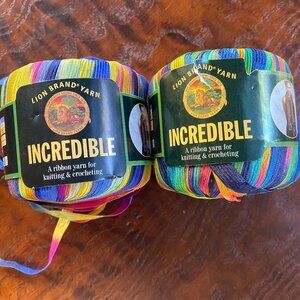 2 Skeins Lion Brand Incredible Ribbon Yarn!